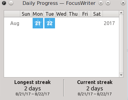 focuswriter daily goal