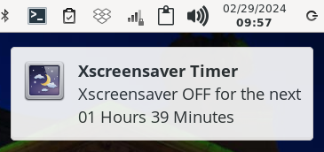 Screensave time notification