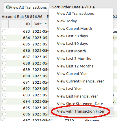 View transactions