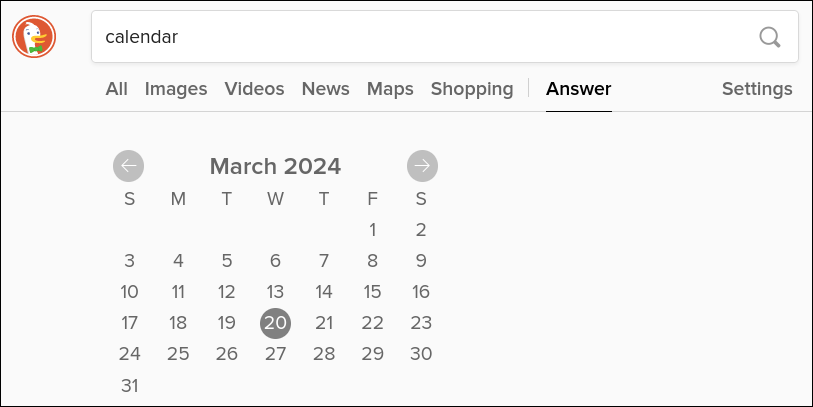 Duck Duck Go Generate Calendar 1