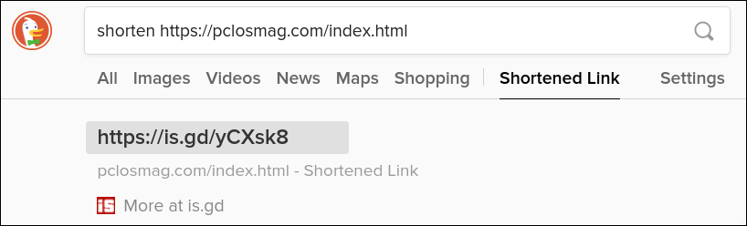 Duck Duck Go Shorten URLs