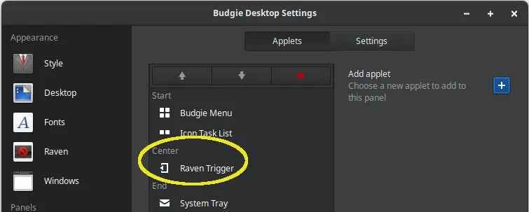 Budgie Desktop Settings Raven