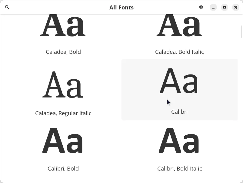 Gnome Fonts Viewer