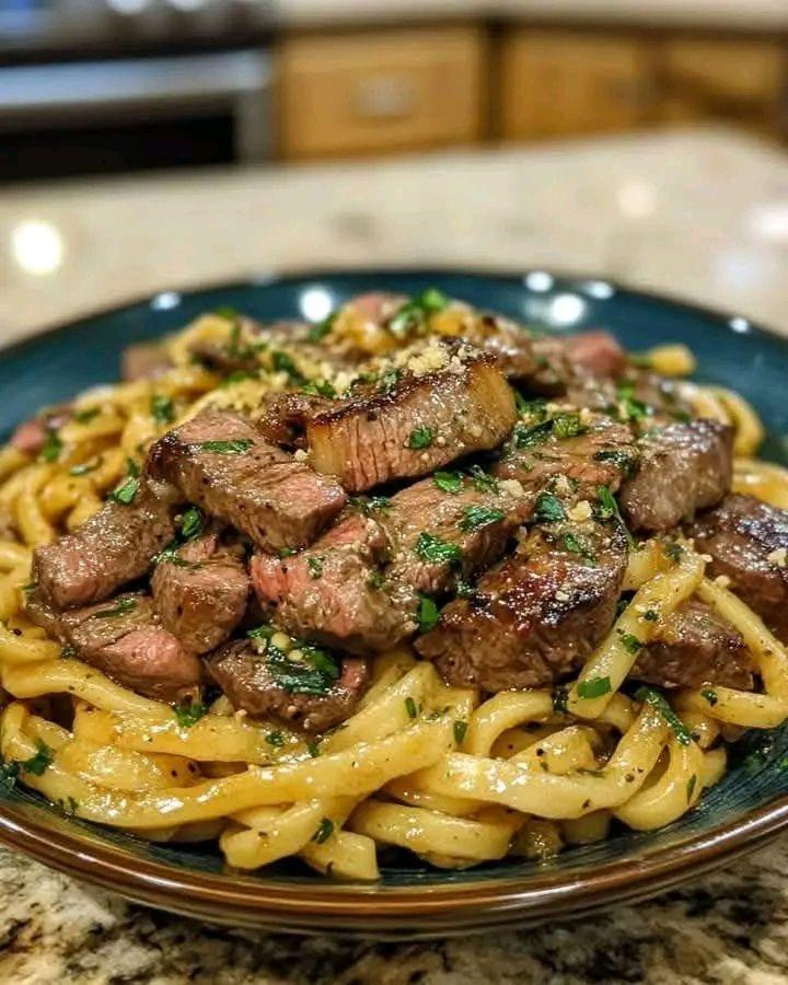 Quick Garlic Butter Steak Noodle