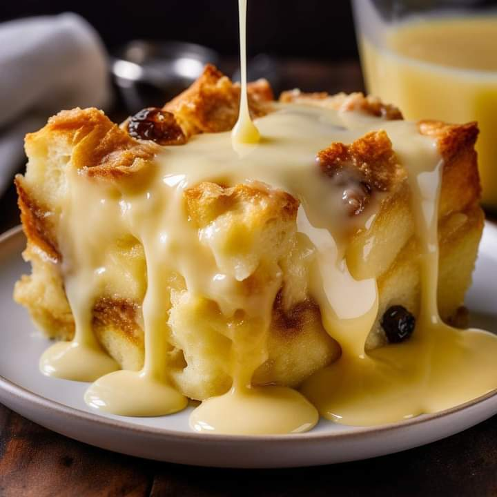 Grandma's Old-Fashioned Bread Pudding with Vanilla Sauce